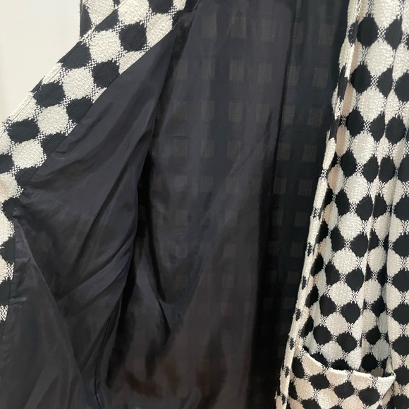 Gillian  100% Wool Black Cream Diamond Geometric Pattern Blazer **Vintage** - Picture 5 of 6